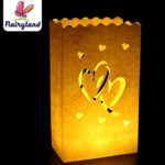 20pcs White Luminary Candle Bags Special Lantern Luminary Bag with Duo Heart Durable and Reusable Fire-Retardant Cotton Material for Wedding Valentine Reception Engagement Marriage Proposal Event