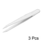 uxcell Plastic Anti-static Tweezers, Precision Slant Point Tip for Jewelry Craft DIY Beauty Electronics Repair Tool White 3 Pcs