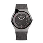 BERING Men’s Solar Powered Watch with Stainless Steel Strap, Grey, 22 (Model: 14640-077)