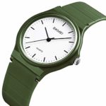 Simple Design Analog Watch with ArmyGreen Resin Band for Men/Women Student Watches