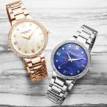 Stuhrling Original Womens Watch – Pave Crystal Bezel – Mother of Pearl Dial with Crystal Accents, 3907 Watches for Women Collection (Blue)