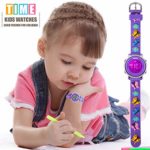 Kids Watch 3D Cartoon Toddler Wrist Digital Watch Waterproof 7 Color Lights with Alarm Stopwatch for 3-10 Year Boys Girls Little Child Butterfly Pueple