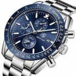 BENYAR – Wrist Watch for Men, Stainless Steel Strap Watches Quartz Movement, Waterproof Analog Chronograph Business Watches