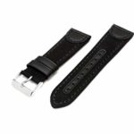 22mm Black Genuine Oil Tan Leather & Canvas Hadley Roma Watch Band Strap MS868