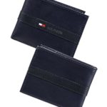 Tommy Hilfiger Men’s Leather Wallet – Slim Bifold with 6 Credit Card Pockets and Removable ID Window, Navy Ned, One Size