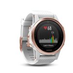 Garmin f?nix 5s, Premium and Rugged Smaller-Sized Multisport GPS Smartwatch, Sapphire Glass, Rose Gold/White