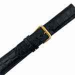 Songhanleather Genuine Alligator Crocodile Leather Skin Watch Strap Band (18mm/16mm, Black #2)