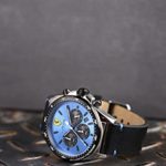 Ferrari Men’s Pilota Stainless Steel Quartz Watch with Leather Calfskin Strap, Black, 22 (Model: 0830388)