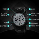 MJSCPHBJK Mens Digital Sports Watch, Waterproof LED Screen Large Face Military Watches and Heavy Duty Electronic Simple Army Watch with Alarm, Stopwatch, Luminous Night Light – Black