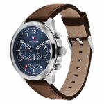 Tommy Hilfiger Men’s Stainless Steel Quartz Watch with Leather Strap, Brown, 21 (Model: 1791855)