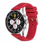 Ferrari Men’s Pilota Stainless Steel Quartz Watch with Silicone Strap, Red, 22 (Model: 0830596)
