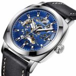 BENYAR Automatic Mechanical Watches for Men Skeleton Black Leather Watch Waterproof Business Men’s Wrist Watches