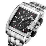 MEGIR Luxury Men’s Square Watches Fashion Chronograph Quartz Wristwatch Military Sports Waterproof Watch for Man Black