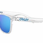 Oakley OO9013 Frogskins Polarized Square Sunglasses, Crystal Clear/Prizm Sapphire, 55 mm