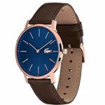 Lacoste Men’s Rose Gold IP Quartz Watch with Leather Strap, Brown, 18 (Model: 2011018)
