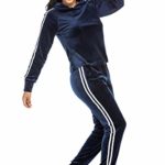 HOTOUCH Sweat Suits Set Womens 2 Piece Velet Hoodie Tracksuits Sportswear with Pocket Navy Blue 2XL
