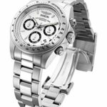 Invicta Men’s Speedway 39.5mm Stainless Steel Chronograph Quartz Watch, Silver/White (Model: 9211)