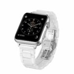 Aottom Compatible for Apple Watch Band 38mm/40mm Ceramic iWatch Band Women Men Stainless Steel Metal Butterfly Buckle Sport Wristband Replacement Band for 38mm/40mm Apple Watch Series 5/4/3/2/1, White