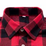 Alimens & Gentle Men’s Button Down Regular Fit Long Sleeve Plaid Flannel Casual Shirts Color: Red, Size: Medium