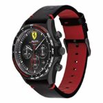 Ferrari Men’s Pilota Evo Stainless Steel Quartz Watch with Leather Calfskin Strap, Black, 22 (Model: 0830712)
