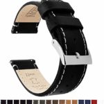 20mm Black/Linen Barton Quick Release Top Grain Leather Watch Band Strap