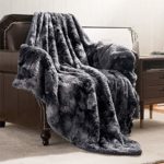 Bedsure Faux Fur Throw Blanket for Couch – Dark Grey Fuzzy Plush Fluffy Soft Sherpa Fleece Blankets and Throws for Sofa and Bed, 50×60 inches