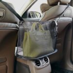 Fekey&JF Car Net Pocket Handbag Holder,Car Seat Back Organizer Mesh Large Capacity Bag for Purse Storage Phone Documents Pocket,Barrier of Backseat Pet Kids,Cargo Tissue Holder (Black-1)