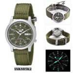SEIKO Men’s SNK805 SEIKO 5 Automatic Stainless Steel Watch with Green Canvas