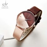 SHENGKE Simplicity Creative Women Watch Genuine Leather Elegant Women Watches Ladies Business Wristwatch (K0095-Roseglod)