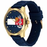 Tommy Hilfiger Tommy Jeans Unisex Space Jam Quartz Gold Plated Case with Silicone Rubber Strap Watch Color: Blue (Model: 1791875)