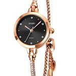 Tonnier Watch Women’s Quartz Diamond Bracelet Watches with Black Face Dress Watch for Young Ladies Waterproof Wristwatch with Rose Gold Bracelet