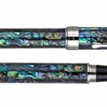 Xezo Maestro Natural Sea Shell Fine Rollerball Pen with Platinum Plated Parts. Handcrafted, Blue, Green, Purple, Silver, Black (Maestro Sea Shell RP), Diameter: 12 mm, Weight: 45 grams/1.6 oz