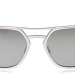 Oakley Men’s OO4128 Latch Alpha Metal Round Sunglasses, Matte Silver/Prizm Black Polarized, 53 mm