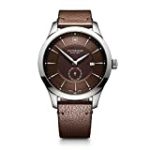 Victorinox Men’s Alliance Stainless Steel Swiss-Quartz Watch with Leather Strap, Brown, 21 (Model: 241766)