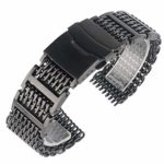 Cool Outstanding Shark Mesh Watches Band Black Wrist Watches Band Strap Replacement