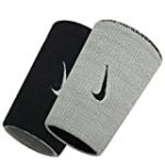 Nike Dri-Fit Home & Away Doublewide Wristbands (1 Pair, One Size Fits Most, Black/Base Grey)