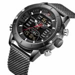 NAVIFORCE Digital Watch Men Waterproof Sports Watches Stainless Steel Military Quartz Clock Wristwatch (9153-BB)