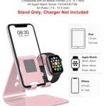 Apple Watch Stand, OMOTON 2 in 1 Universal Desktop Stand Holder for iPhone and Apple Watch Series 7/6/5/4/3/2/1 and Apple Watch SE (Both 38mm/40mm/42mm/44mm) (Rose Gold)