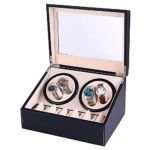 Automatic Watch Winder Display Box, 4+6 Automatic Rotation Leather Wood Watch Winder Collector Display Box Watch Case (US STOCK) (Black)