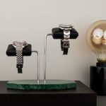 Watch stand Midnight Portoro -Two watch Handcrafted (Pearl Verde Watch Stand)