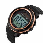 Black Solar Energy Multi Function Digital Watch Waterproof Alarm Outdoor Sport Electronic Quartz Watches (Gold)