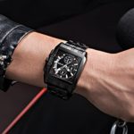 MEGIR Men’s Analogue Business Work Calendar Luminous Quartz Wrist Watch with Stainless Steel Band for Collection (Black)