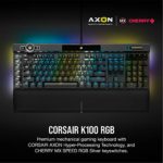 Corsair K100 RGB Mechanical Gaming Keyboard – Cherry MX Speed RGB Silver Keyswitches – AXON Hyper-Processing Technology for 4X Faster Throughput – 44-Zone RGB LightEdge – PBT Double-Shot Keycaps