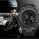 Tactical Watches for Men Military Casual Outdoor Sports Waterproof Analog Digital Watch Multifunction Dual Display Watch 12/24H LED Big Wrist Watch