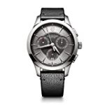 Victorinox Men’s Alliance Stainless Steel Swiss-Quartz Watch with Leather Strap, Black, 21 (Model: 241748)