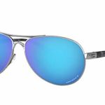 Oakley Women’s OO4079 Feedback Metal Aviator Sunglasses, Polished Chrome/Prizm Sapphire Polarized, 59 mm