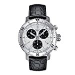 Tissot Men’s PRS 200 Stainless Steel Swiss Quartz Watch with Leather Strap, Black, 19 (Model: T0674171603100)