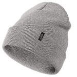 Mens Winter Knitted Beanie Slouchy Cuffed Rib Knit Watch Hat Acrylic Plain Skull Cap for Women Grey
