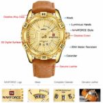 NAVIFORCE Luxury Men Sports Watches Waterproof Quartz Leather Watch Gold Big Face Date Clock