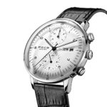 FEICE Men’s Mechanical Watch Bauhaus Automatic Watch Stainless Steel Self-Winding Wrist Watches Casual Dress Watches for Men with Leather Bands Date Calendar -FM121 (White-1)